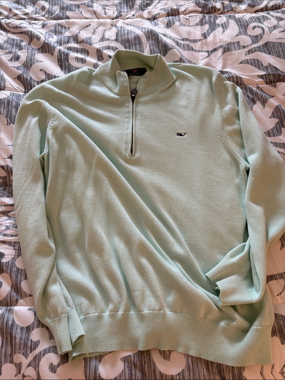 Vineyard Vines Men's Mint Green Quarter-Zip Sweater